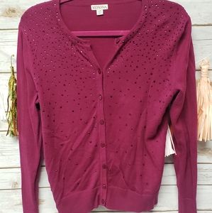 Pink embellished cardigan